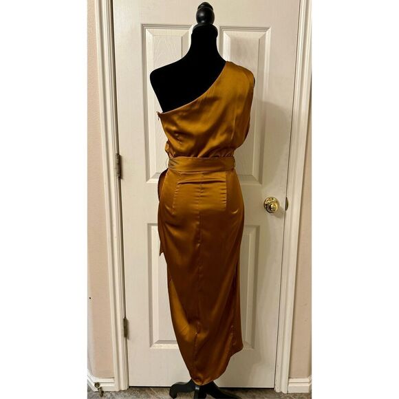 NWOT Celia One Shoulder Bronze Midi Dress by BalticBorn Medium - Picture 5 of 13